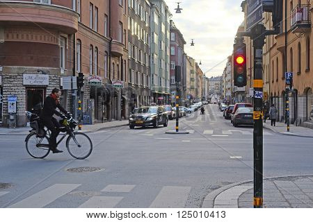 Stockholm, Sweden - March, 16, 2016: multystoried inhabited buildings in Stockholm, Sweden 
