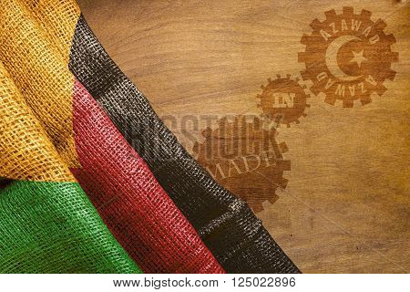 Made in Azawad. The national flag of Azawad stylized sackcloth.