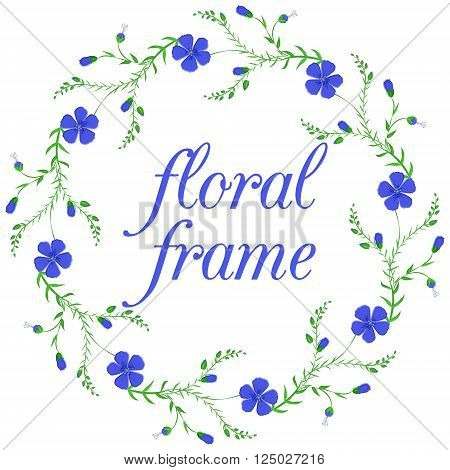 Floral frame wreath design element. Simple retro style floral frames with copy space. Isolated on white background. Perfect for wedding invitations store banners and birthday cards
