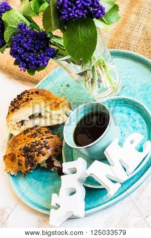 Coffee And Spring Flowers