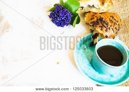 Coffee And Spring Flowers