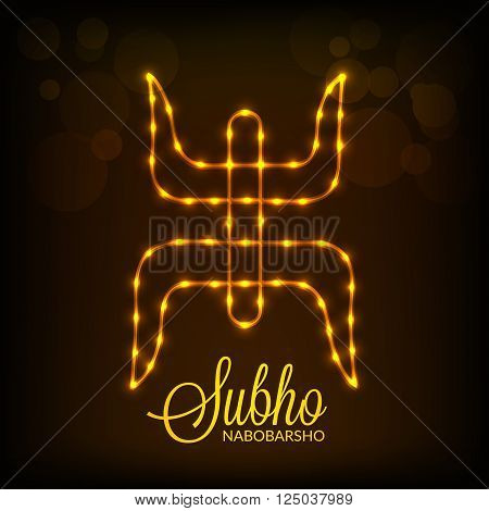 Illustration of Bengali new Year Subho Nabobarsho with traditional background.