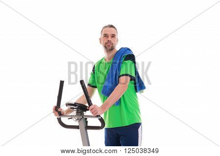Young Man Train With Fitness Machine
