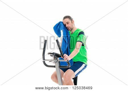 Young Man Train With Fitness Machine