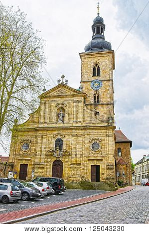 St Jakob Church in Bamberg in Germany. It is also called Jakobsskirche a Roman basilica