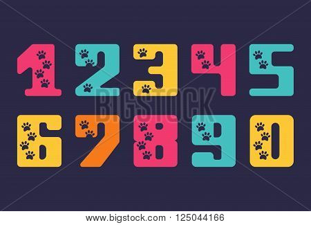 stylized vector figures with animal footprints font