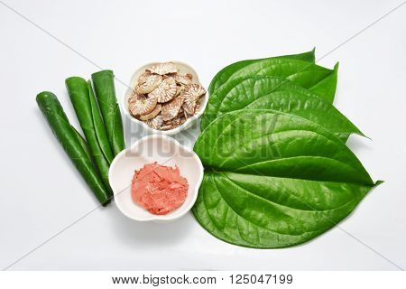 Thai set of old style gum and betel leaf