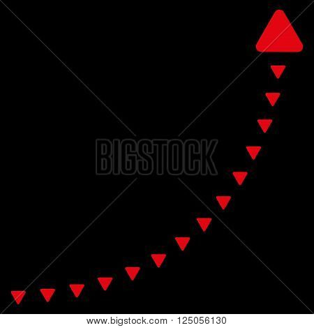 Dotted Growth Line vector icon. Dotted Growth Line icon symbol. Dotted Growth Line icon image. Dotted Growth Line icon picture. Dotted Growth Line pictogram. Flat red dotted growth line icon.
