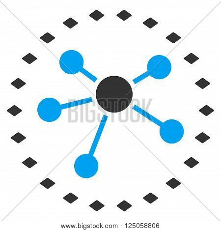 Dotted Links Diagram vector toolbar icon. Style is flat icon symbol, color, white background, rhombus dots.
