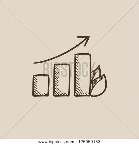 Bar graph with leaf sketch icon.