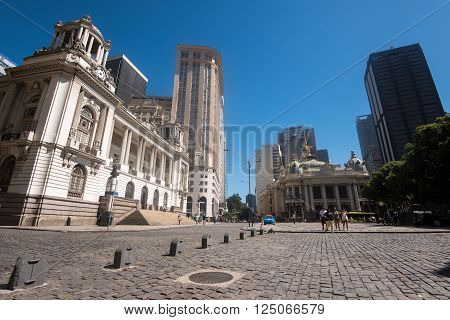 RIO DE JANEIRO, BRAZIL - MARCH 21, 2016: City Hall building in downtown Rio de Janeiro.