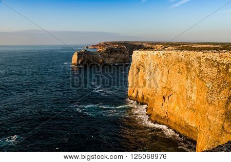scenic view of the cliff close to the cape of san vicent algarve portugal