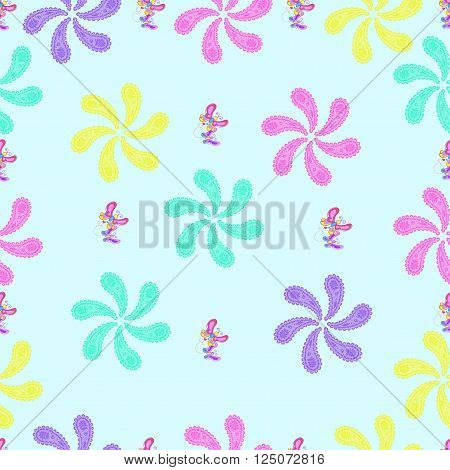 Unique hand drawn abstract floral background. Seamless pattern. Abstract decorative seamless pattern