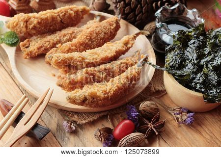 shishamo fried with sause is a delicious