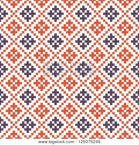 Traditional russian ornamen seamless vector pattern. Blue and red colors.