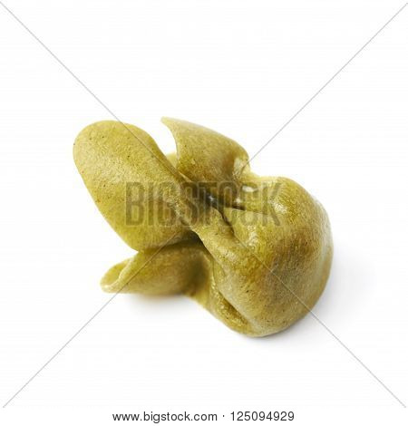 Single sacchettoni stuffed sacchetti pasta isolated over the white background