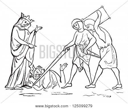 Murder of Ethelbert, vintage engraved illustration. Colorful History of England, 1837.