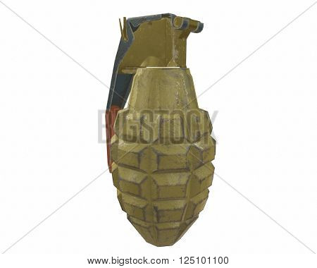Mk2 grenade 3D illustration on white background isolated