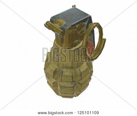 Mk2 grenade 3D illustration on white background isolated