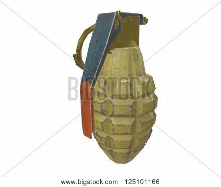 Mk2 grenade 3D illustration on white background isolated