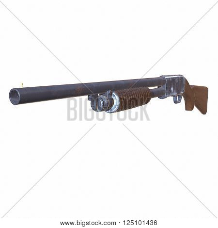 Ithaca old shotguns 3D illustration on white background isolated