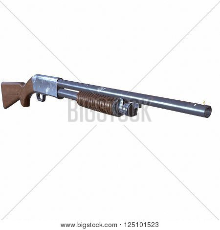 Ithaca old shotguns 3D illustration on white background isolated
