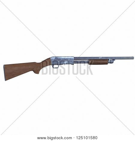 Ithaca old shotguns 3D illustration on white background isolated