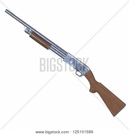 Ithaca old shotguns 3D illustration on white background isolated