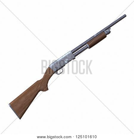 Ithaca old shotguns 3D illustration on white background isolated
