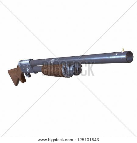 Ithaca old shotguns 3D illustration on white background isolated
