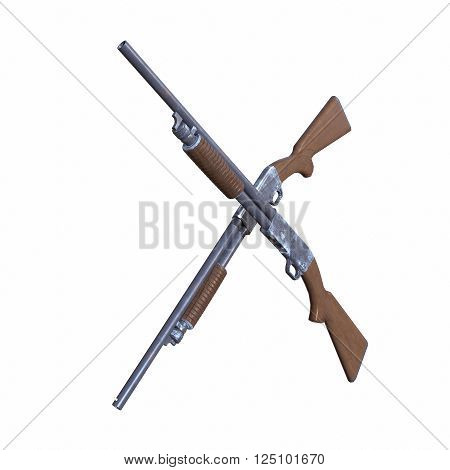 Ithaca old shotguns 3D illustration on white background isolated