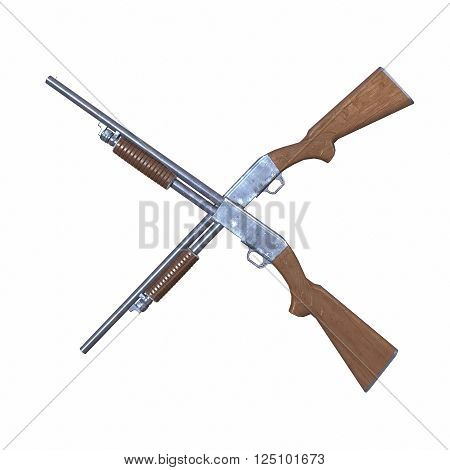 Ithaca old shotguns 3D illustration on white background isolated