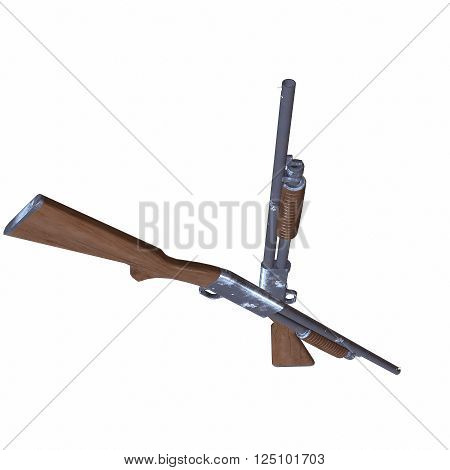 Ithaca old shotguns 3D illustration on white background isolated