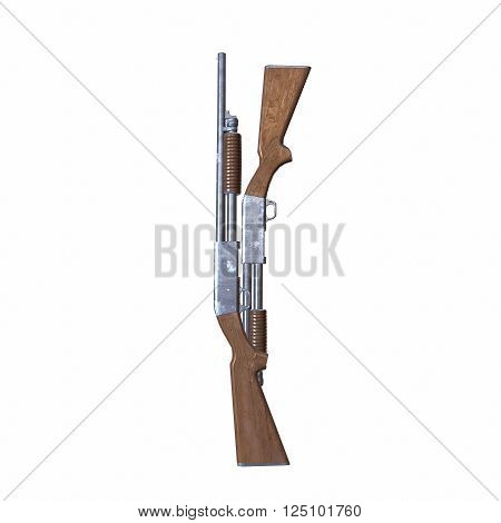 Ithaca old shotguns 3D illustration on white background isolated