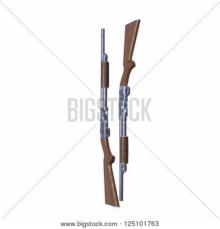 Ithaca old shotguns 3D illustration on white background isolated