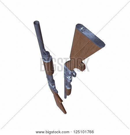 Ithaca old shotguns 3D illustration on white background isolated
