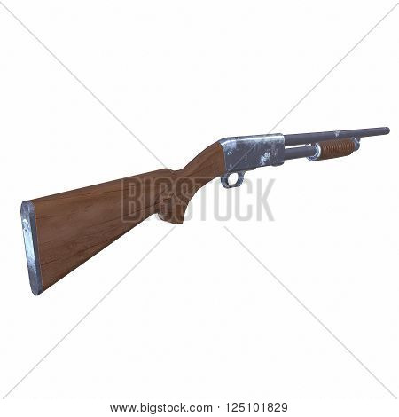 Ithaca old shotguns 3D illustration on white background isolated