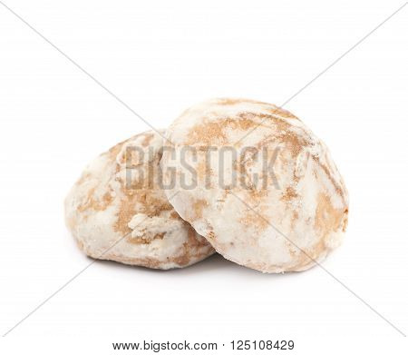 Pile of Russian gingerbread cookies isolated over the white background