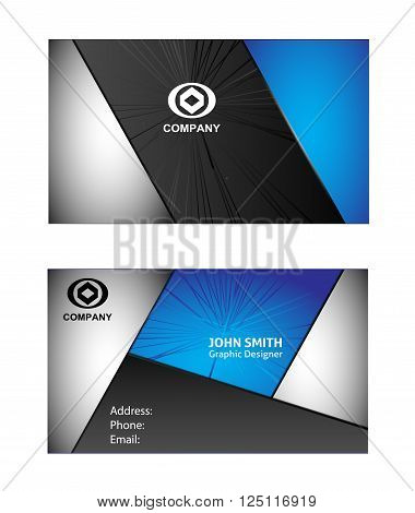 blue black business card  vector template design