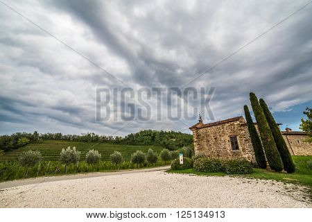 an old fortress in the vineyard of Collio, Italy