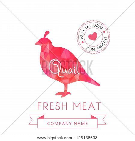 Image meat symbol quail silhouettes of animal for design menus, recipes and packages product. Vector illustration.
