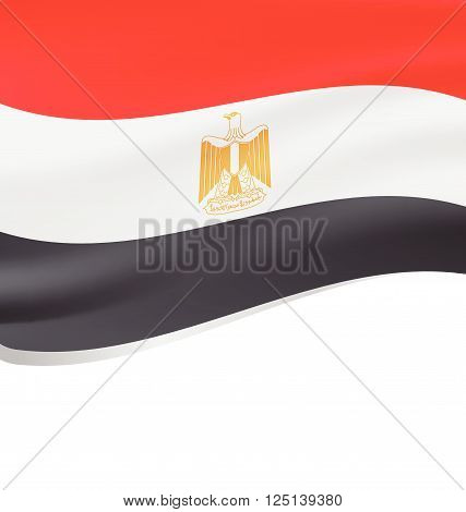 Waving flag of Egypt isolated on white background