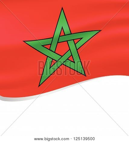 Vector-Waving flag of Morocco isolated on white background