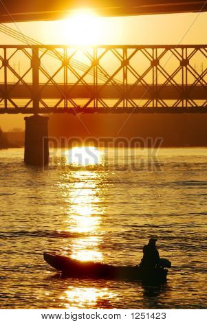Sunset On River