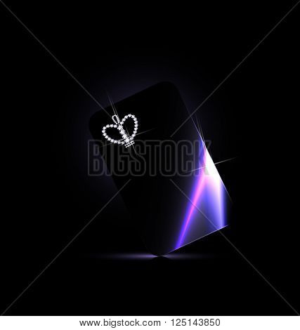 dark background and large jewel black card with jewel crown