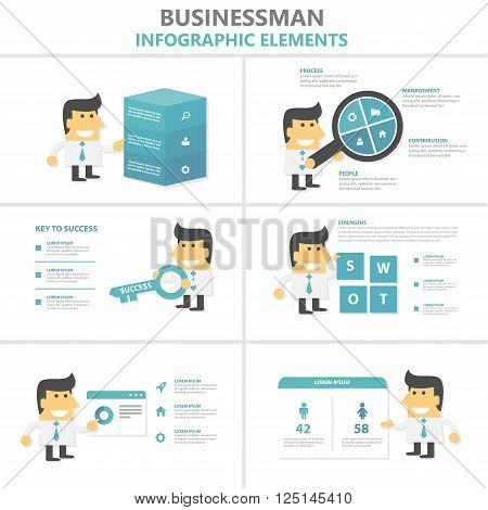 Businessman activity Infographic elements flat design set for brochure flyer leaflet marketing