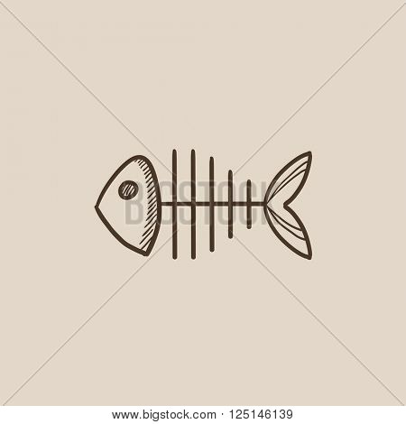 Fish skeleton sketch icon.