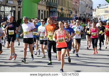 NOVI SAD, SERBIA - APRIL 03: Starting runners, participants in the Novi Sad Marathon in Novi Sad, Serbia on April 03, 2016.