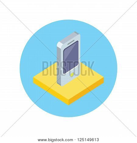 Smart phone design flat icon isolated. Smart and phone, telephone mobile and smart phone isolated, mobile phone, cell phone, touch screen phone, touchscreen electronic smartphone illustration