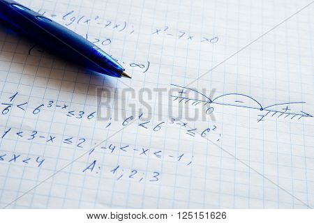 Squared sheet of paper filled with trigonometry math equations and formulas